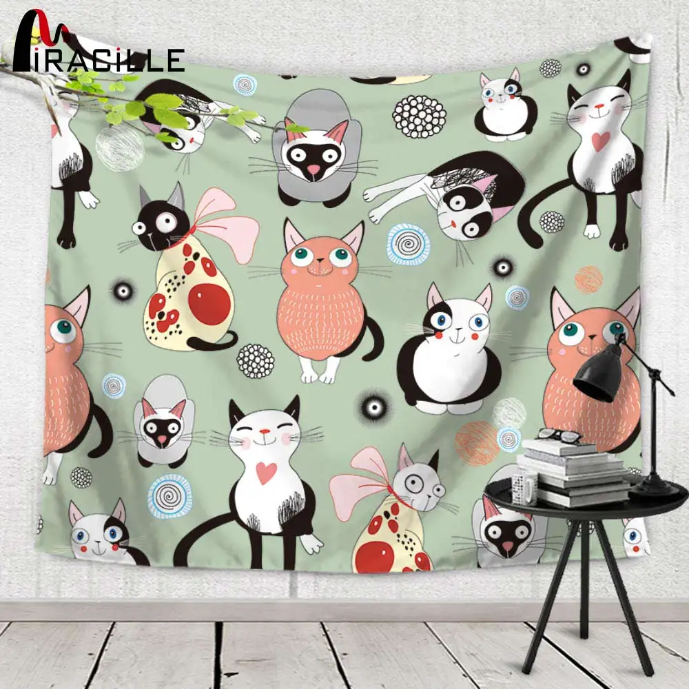 Настенный Ковер Miracille с рисунком кошек подвесной гобелен прямоугольные
