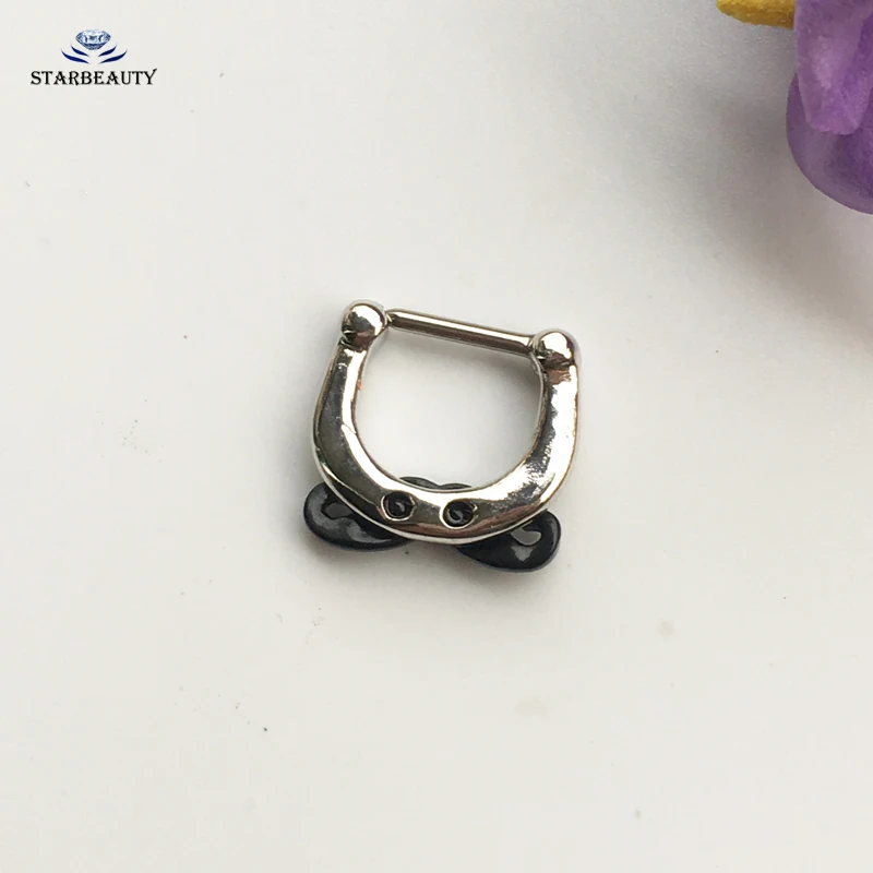 1 шт. уникальный черный обруч с усами кольцо гвоздик в нос кликер 16 г пирсинг