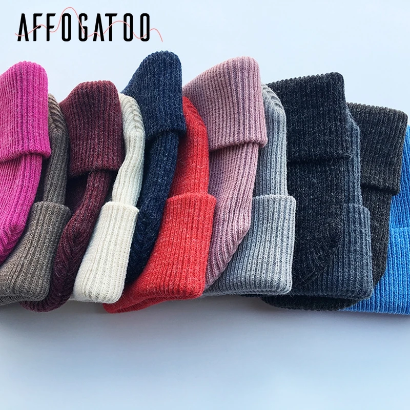 Afogatoo, Вязаная Мягкая теплая зимняя шапка, женские повседневные Чулочные шапки, шапка бини, уличная вязаная шапка skullies для женщин