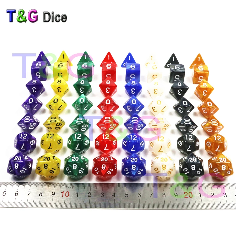 7 шт./лот высокое качество желтый кости набор с перламутровый блеск D4 6 8 10 10% 12 20