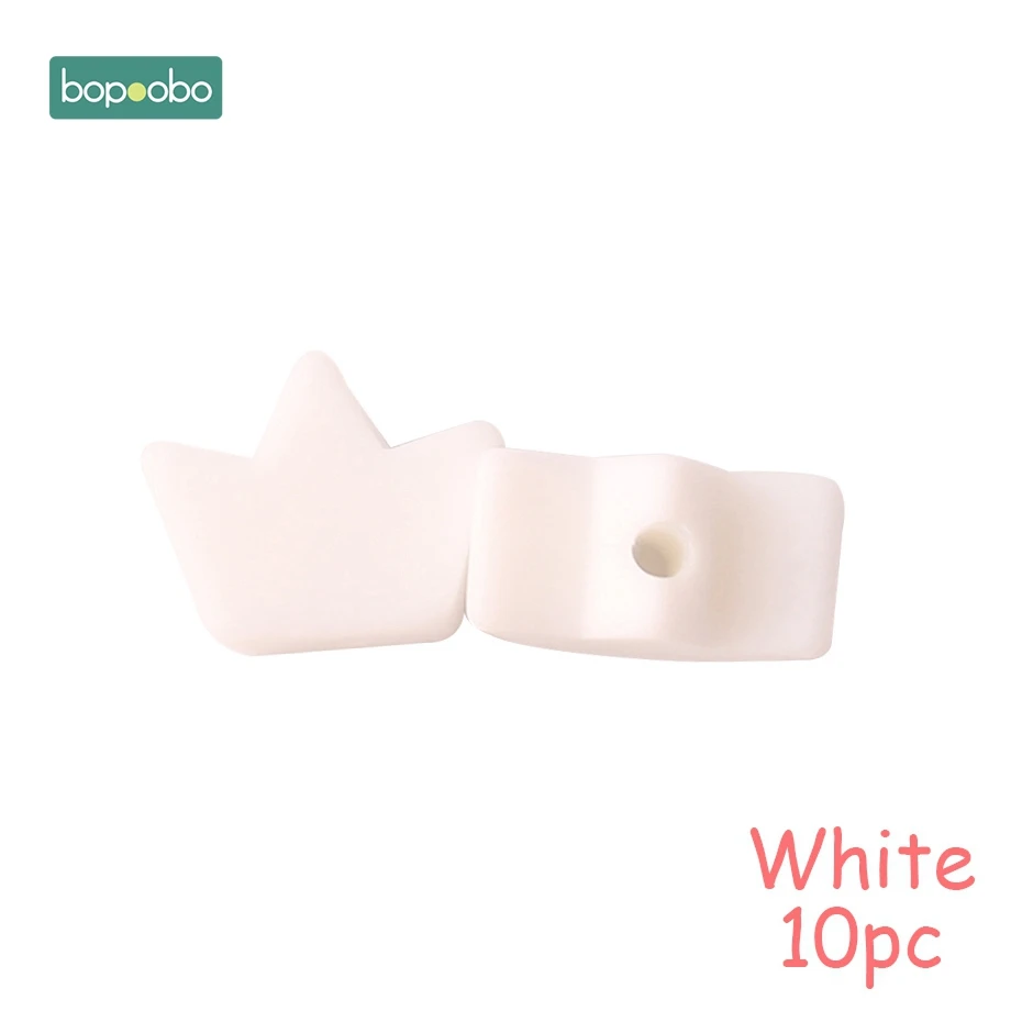 White Crown Bopoobo 10 шт Силиконовые Бусины, пищевой силиконовый Прорезыватель зубов в виде звезды, Товары для малышей, силиконовый браслет для грызунов, сделай сам, детский Прорезыватель для зубов - Цвет: White Crown
