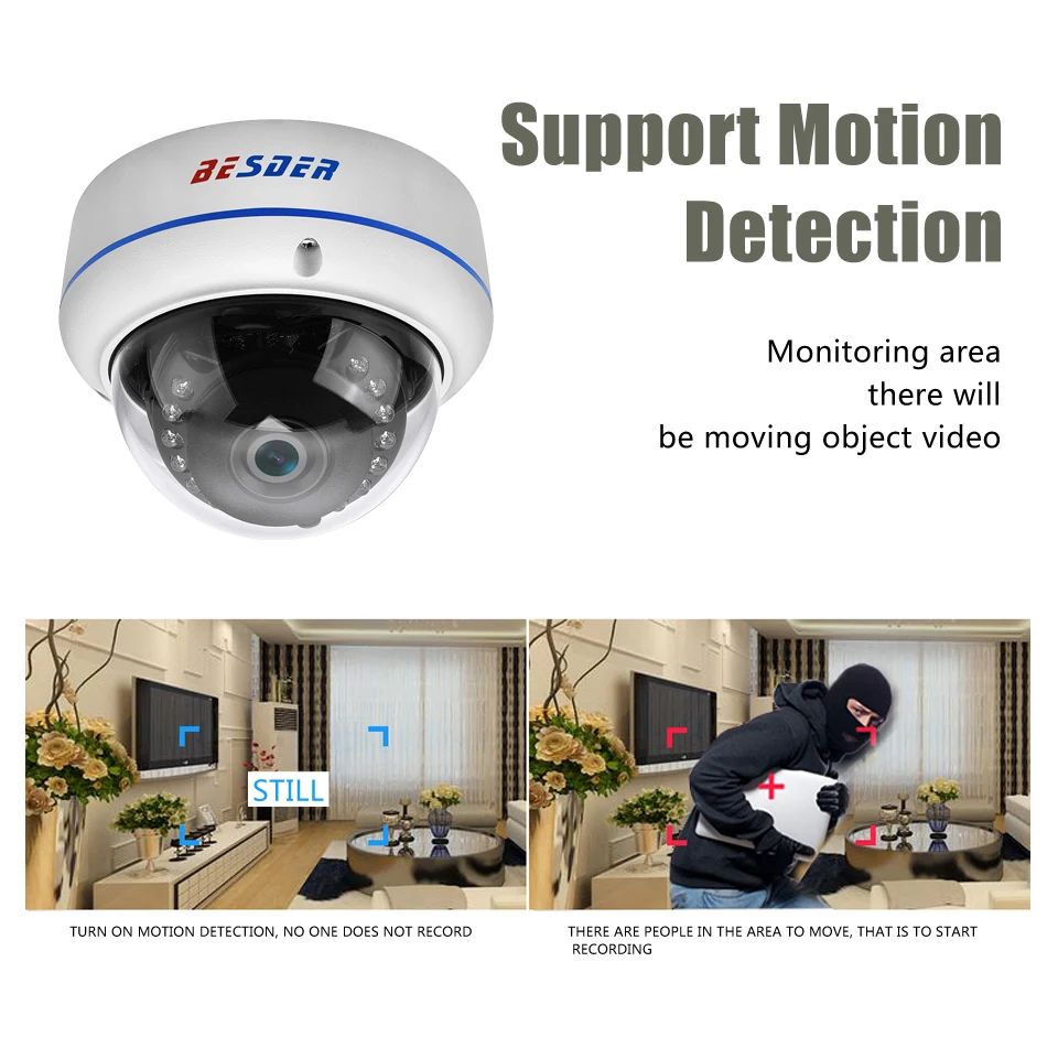 Besder Full HD 1080P Hi3516C+ IMX291 IP камера P2P ONVIF детектор движения металлический чехол антивандальный для видеонаблюдения купольная камера XMEye