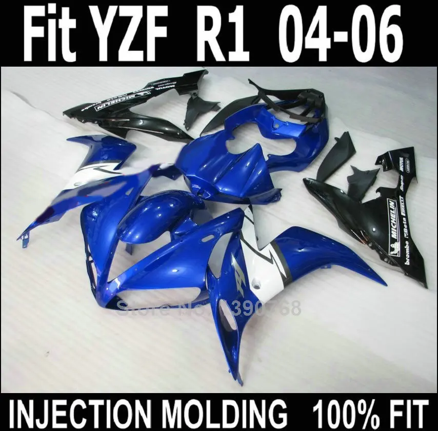 100% подходит инъекции Обтекатели для Yamaha YZF R1 2004 2005 2006 цвет синий черный Большие