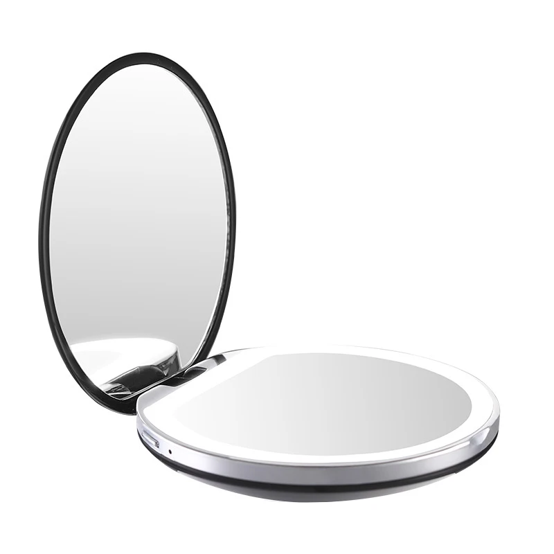 Makeup Mirror-black Светодиодный мини-зеркало для макияжа 1X 3X увеличительное ручное складное портативное маленькое зеркало Micro USB перезаряжаемое освещение зеркало для макияжа - Цвет: Makeup Mirror-black