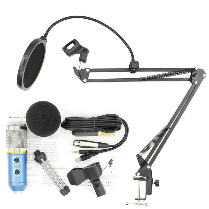 Blue Full set Горячее предложение! Распродажа! Mikrofon bm 800 обновленный MK-F200FL Профессиональный USB студийный компьютер конденсаторный микрофон для записи видео и караоке - Цвет: Blue Full set