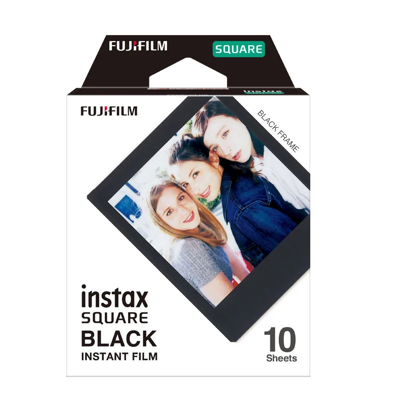Black Film 10 Sheets Фотобумага Fujifilm Instax с квадратным белым краем и черными пленками(10-100 шт.) для мгновенной печати Instax SQ10 SQ6 SP-3 - Цвет: Black Film 10 Sheets