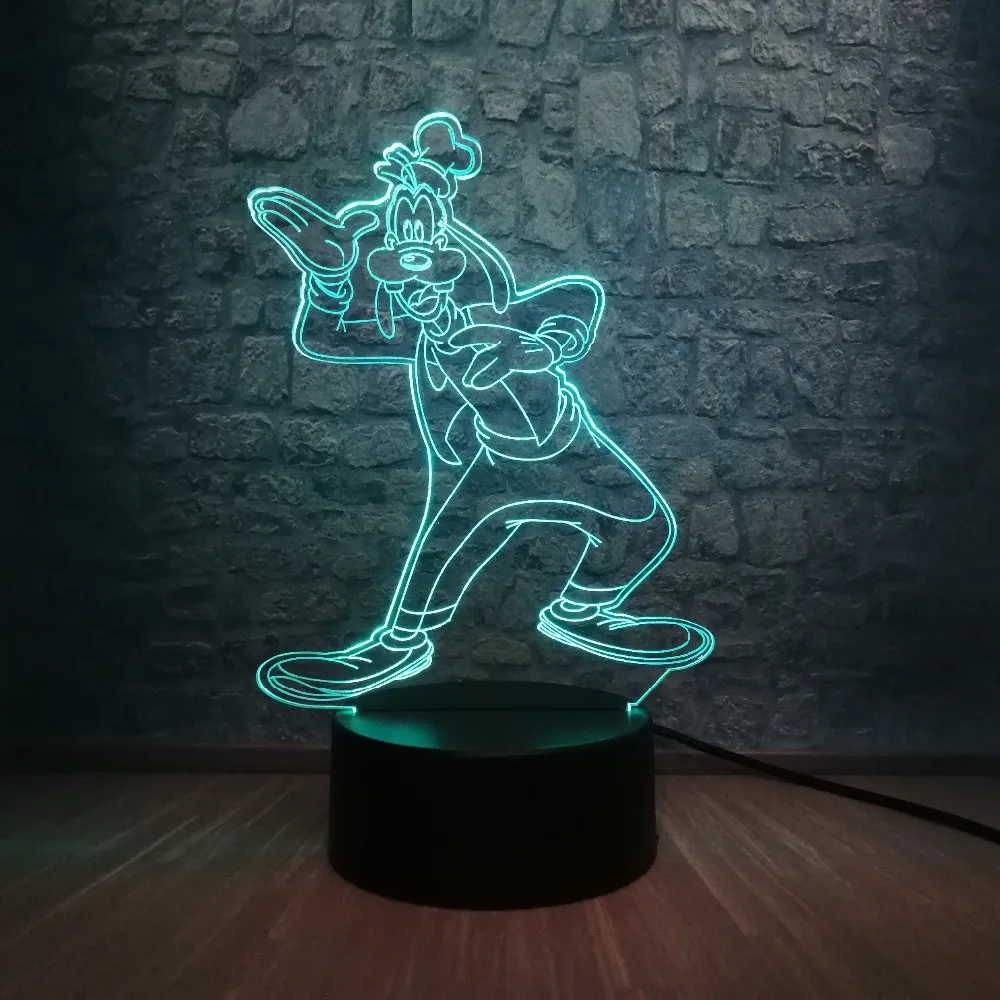 Творческий мультфильм Гуфи 3D светодиодный Ночник светильник RGB многоцветный 7