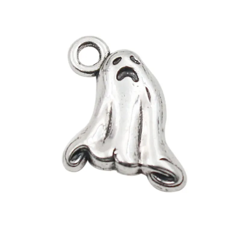 

RAINXTAR Fashion Single Side Vintage Alloy Ghost Charms For Halloween 13*16mm 50pcs AAC263