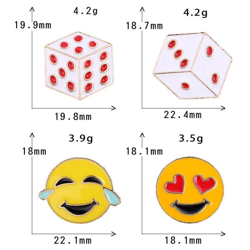 Original Dice Emoji Expression Bag Decoration Enamel Brooch Japanese Style Spoof Fun Collar Pin Badge Women Clothes Jewelry | Украшения и