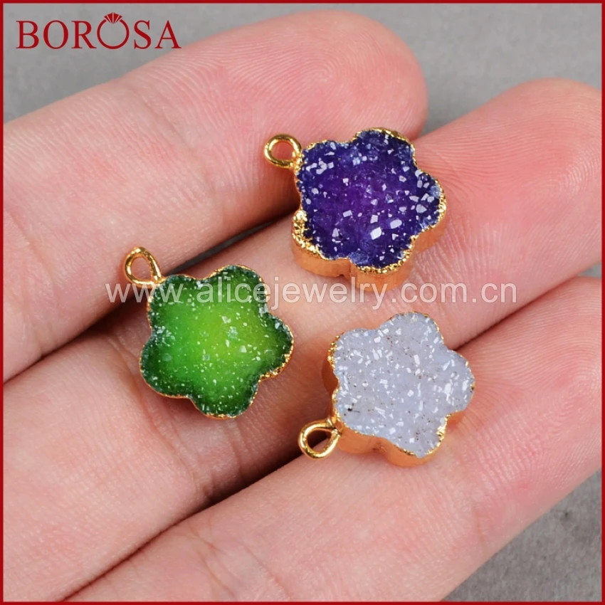 BOROSA Модные 1 шт. Бесплатная доставка Радуга Цветок натуральный кулон Агаты Druzy Geode