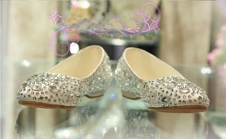 2018 великолепные танцевальные туфли на плоской подошве свадебные вечерние Стразы
