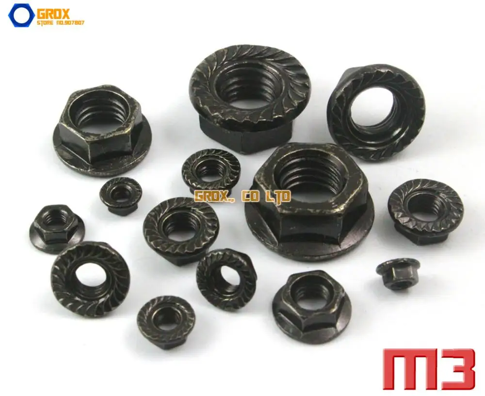 300 штук M3 Метрическая резьба шестигранная Φ DIN 6923|serrated flange nut|flange nutflanged nut |