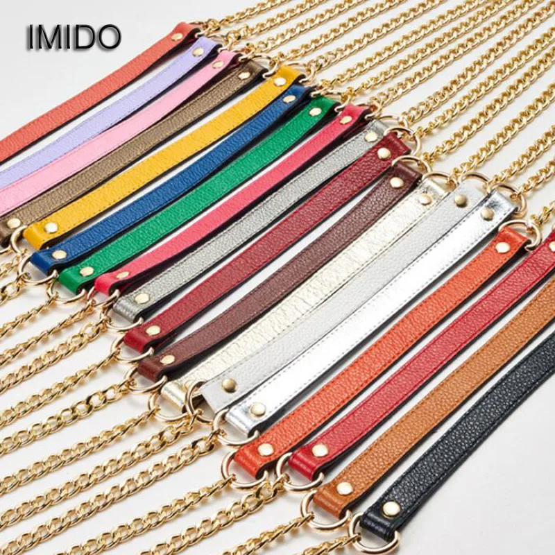 IMIDO сумка из натуральной кожи, ремешок для женщин, сменные ремешки, плечевой ремень, аксессуары для сумок, черная серебряная с золотом цепь STP049