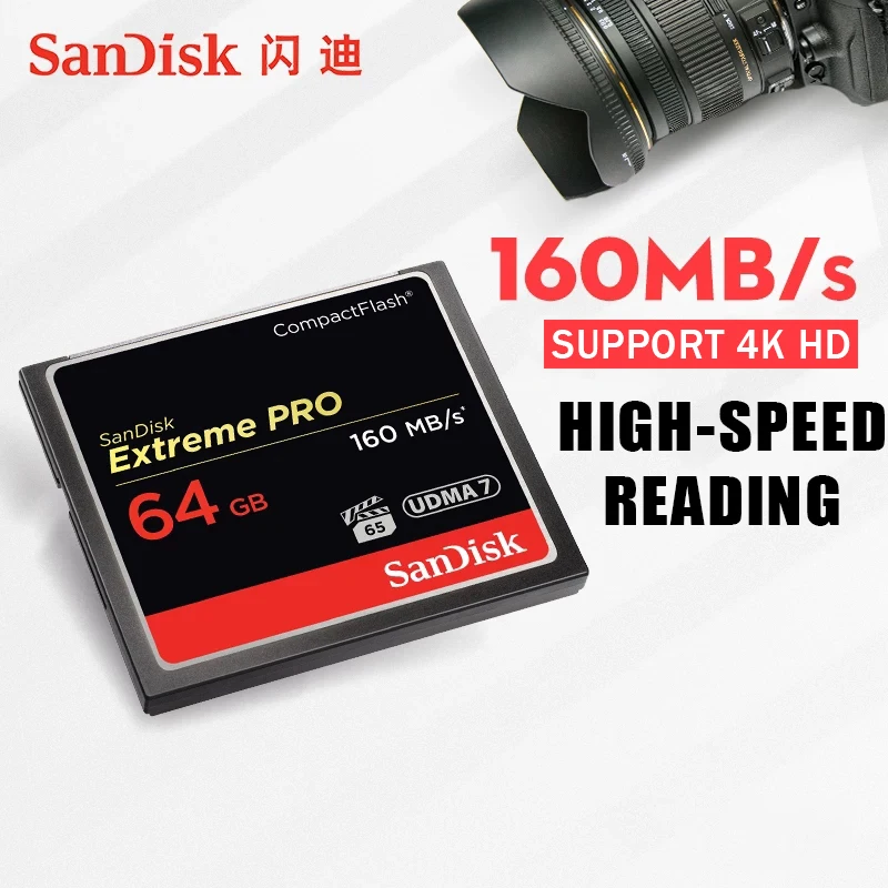 Карта памяти SanDisk CF Экстремальный Pro 16 ГБ 32 64 Гб 128 256 CompactFlash 1067X160 Мб/с для богатых 4K