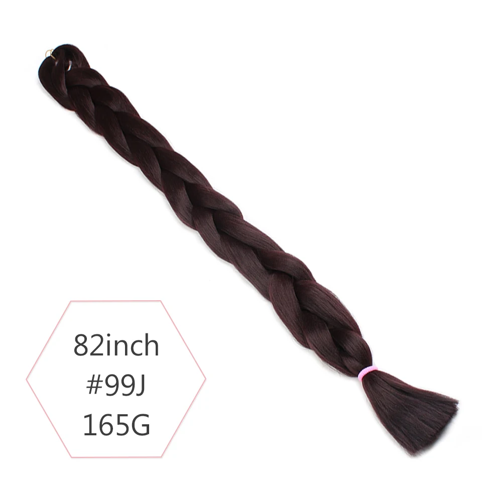 Xtrend, синтетические плетеные волосы для наращивания, 82 дюйма, 165 г/упак., длинные огромные косички, вязанные крючком волосы, объемные, фиолетовые, розовые, серые, синие, чистый цвет - Цвет: # 99J