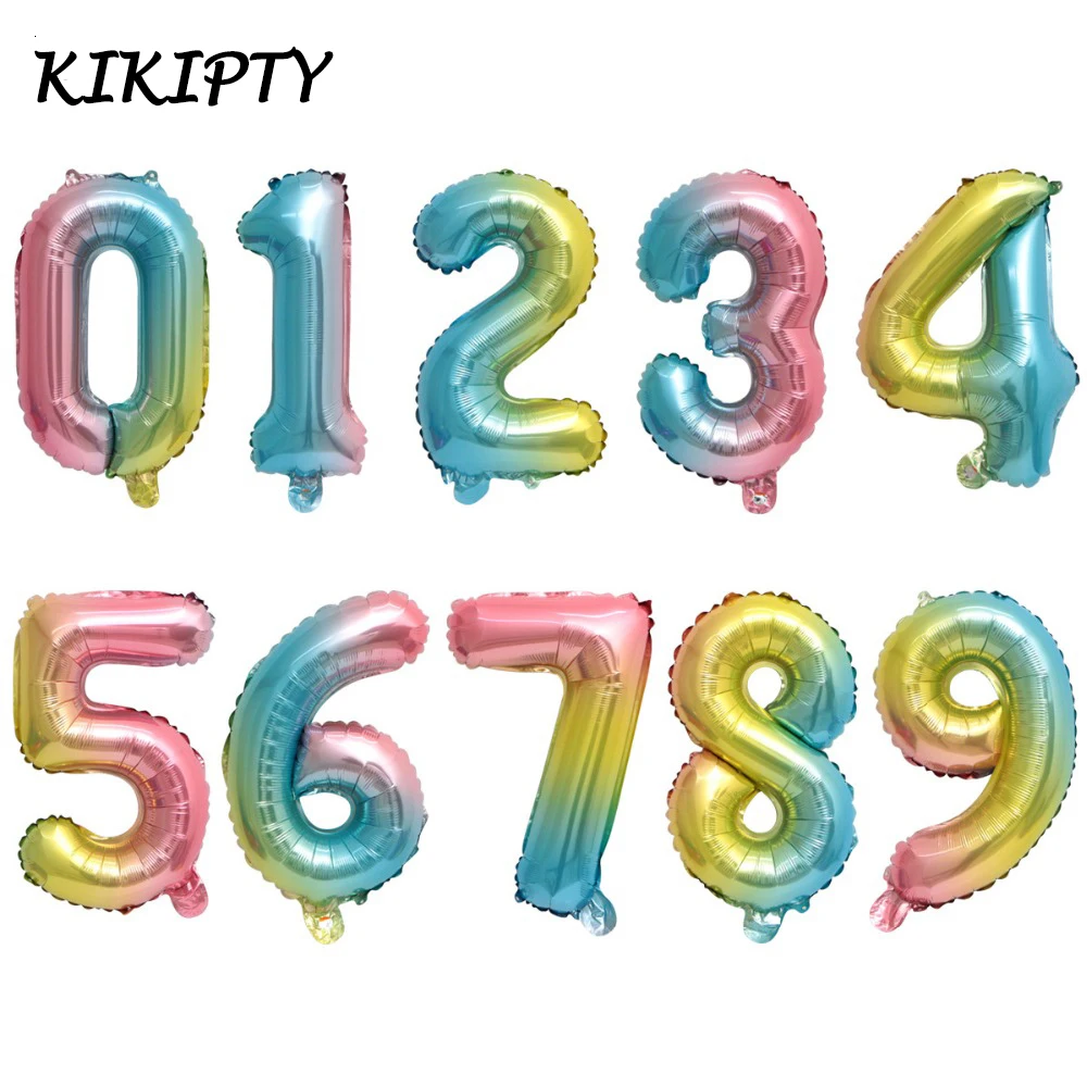 

Gradient Blue Color 16inch Number balloon Aluminium Foil balloon 0~9 birthday party decoration wedding balloon party supplies