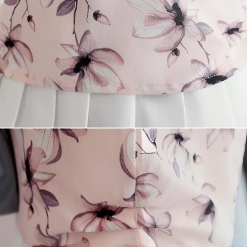 

New Summer Women Chiffon Blouse Fashion Floral Print Loose Casual Ruffles Off-Shoulder Short Clothes Tees Women Blouses