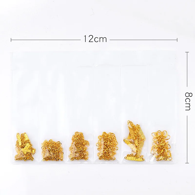 6 шт./корт. 3D DIY лаконичные металлические цепочки для дизайна ногтей с 3 г клеем