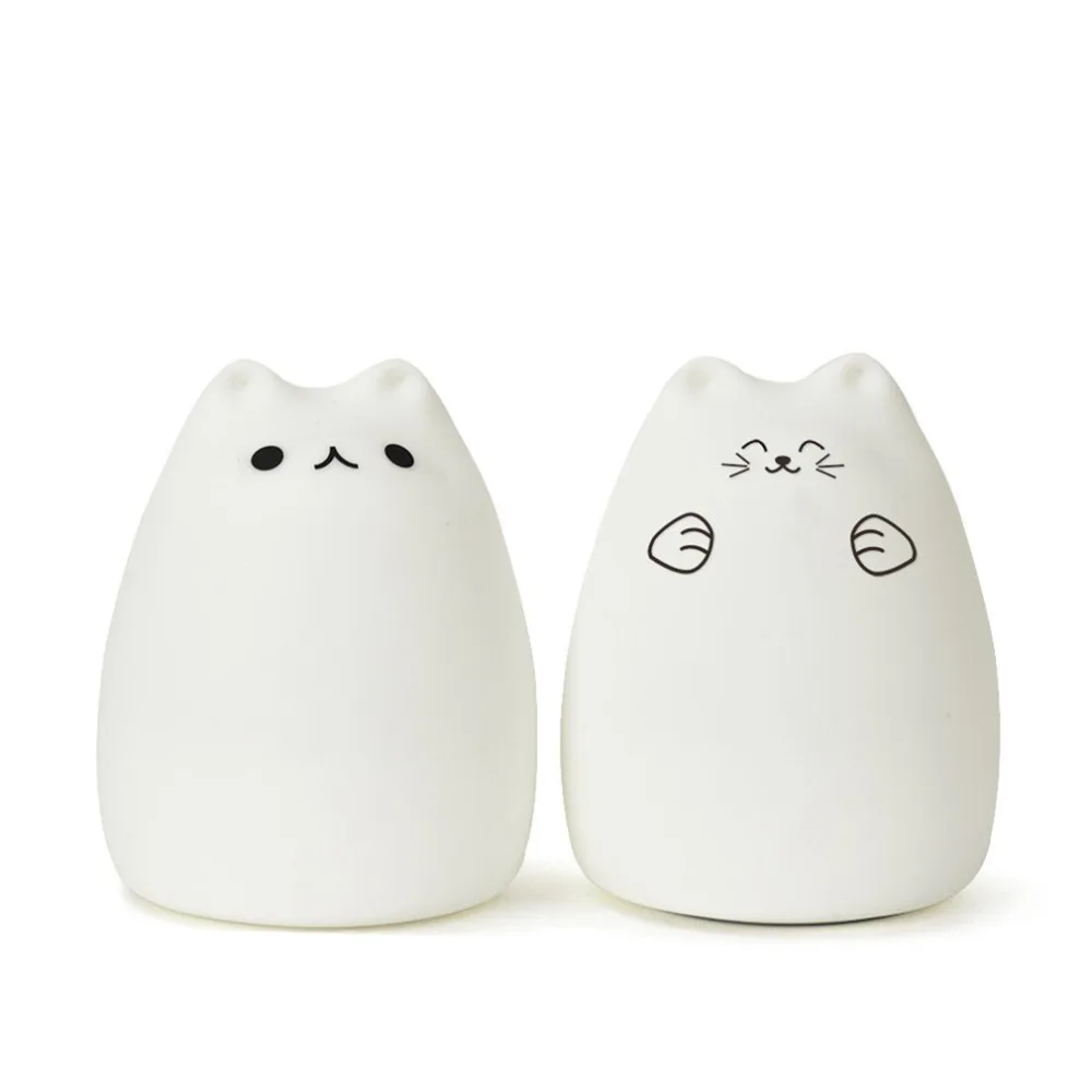 Милый котенок котик USB светодиодный ночник Силиконовый Мультфильм изменение