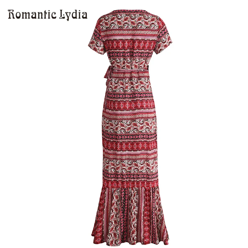 Женское платье с цветочным принтом в стиле бохо повседневное красное пляжное