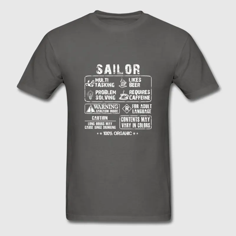 Юмор футболка для Для мужчин Homme Sailor Awesome моряка задачи футболки Сумасшедший