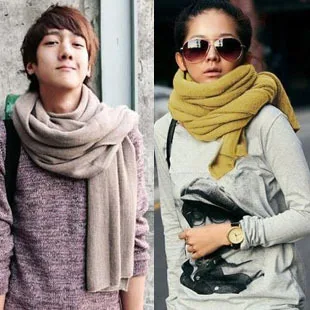 Autumn and winter solid color classic scarf flat knitted yarn lovers cape |