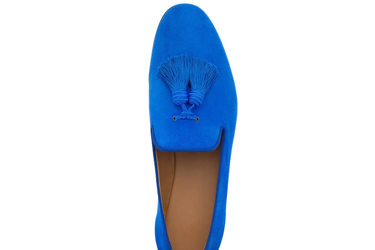 

Luxury Suede Slippers Men Tassel Loafers Purple Smoking Slip-On Men'S Boat Flats Party Wedding Male Footwear Mens Dress
