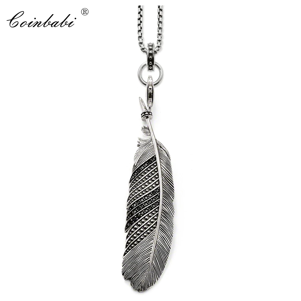Ожерелье с перьями для женщин и мужчин в европейском стиле сердцем Rebel из серебра