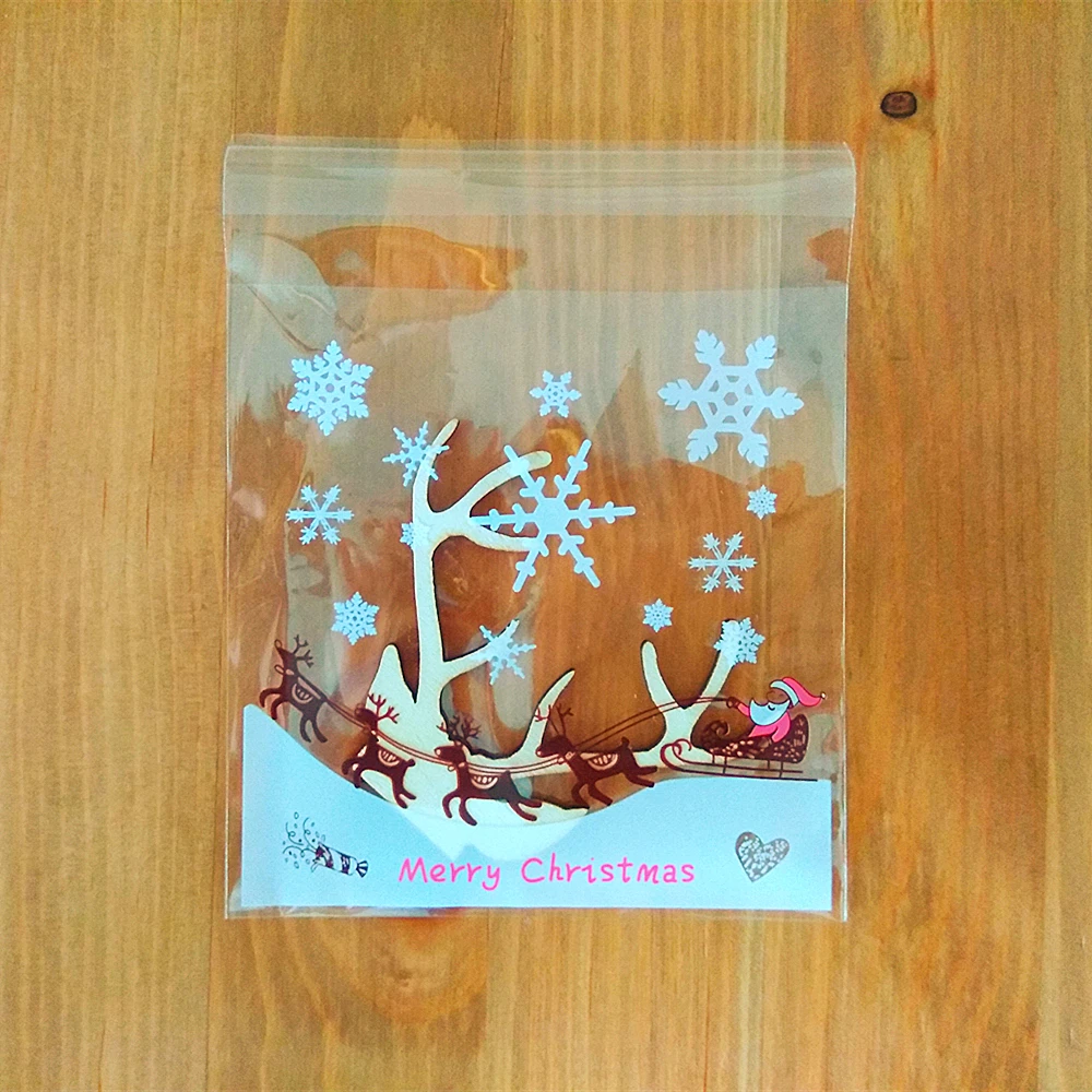 100 шт. 10x10 + 3 см Санта Клаус Олень Снежинки Bakery Cookie конфеты сладкий печенье подарок