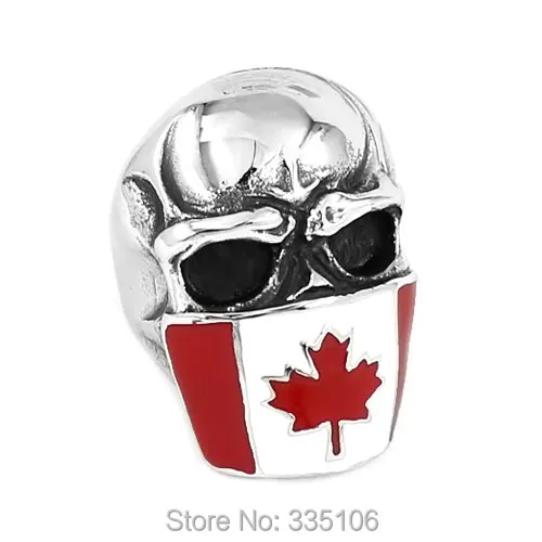 Оптовая продажа канадского флага неверных череп кольцо Нержавеющая сталь