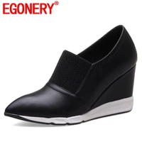 egonery women shoes 2022 spring new leisure comfortable outside women pumps platform wedges pointed toe slip on ladies shoes