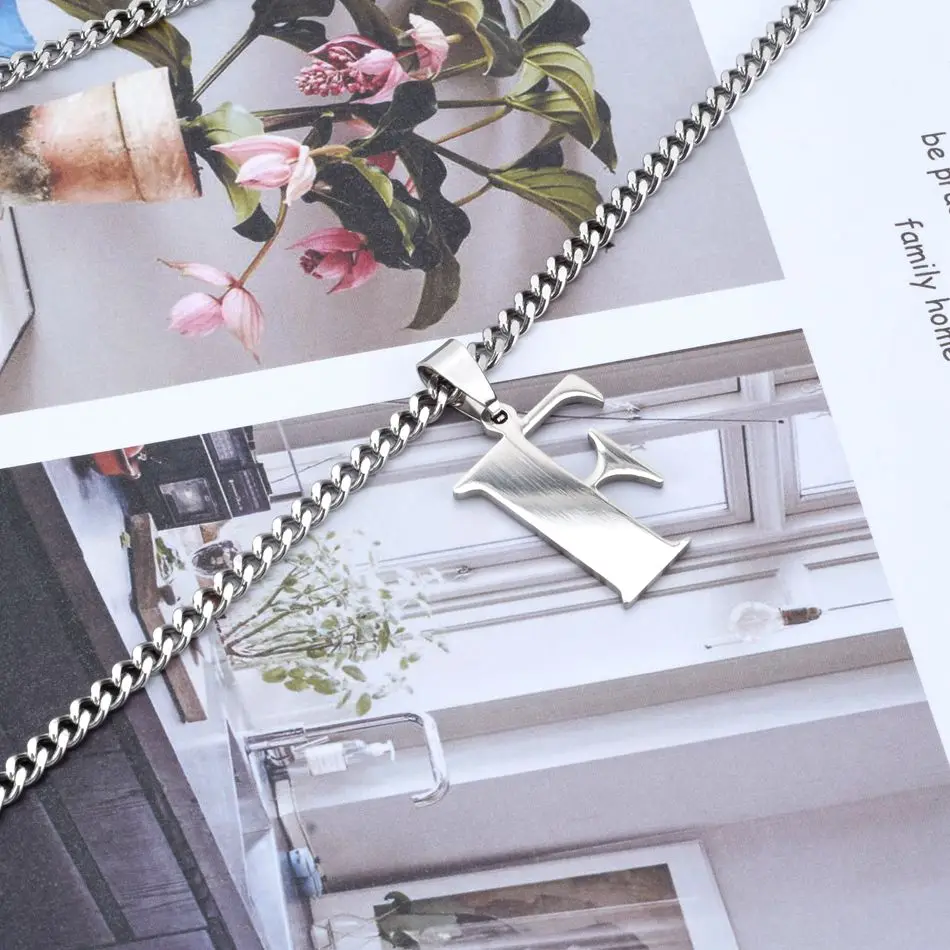 WOWTIGER ожерелье из нержавеющей стали с буквенным F стальной подвеской для женщин и