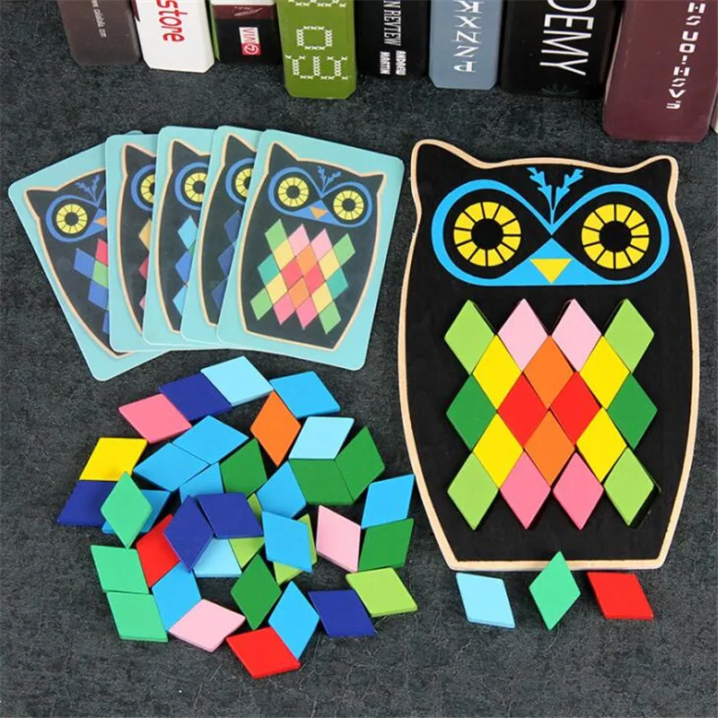 

3D деревянные алмазные треугольные головоломки, красочные квадратные IQ игры, умные математические Развивающие игрушки для детей, подарок