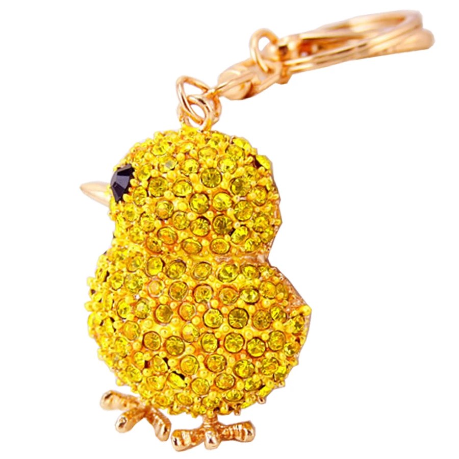 Fashion Crystal Yellow Chicks Keychain Women Gift Charm Metal Accessories Car Key Chain Ring Holder Bag Keyring Llavero R239 | Украшения и