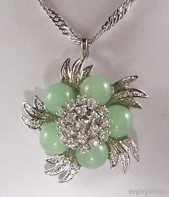 Натуральный светильник зеленого нефрита Украшенные цветком из страз покрытые