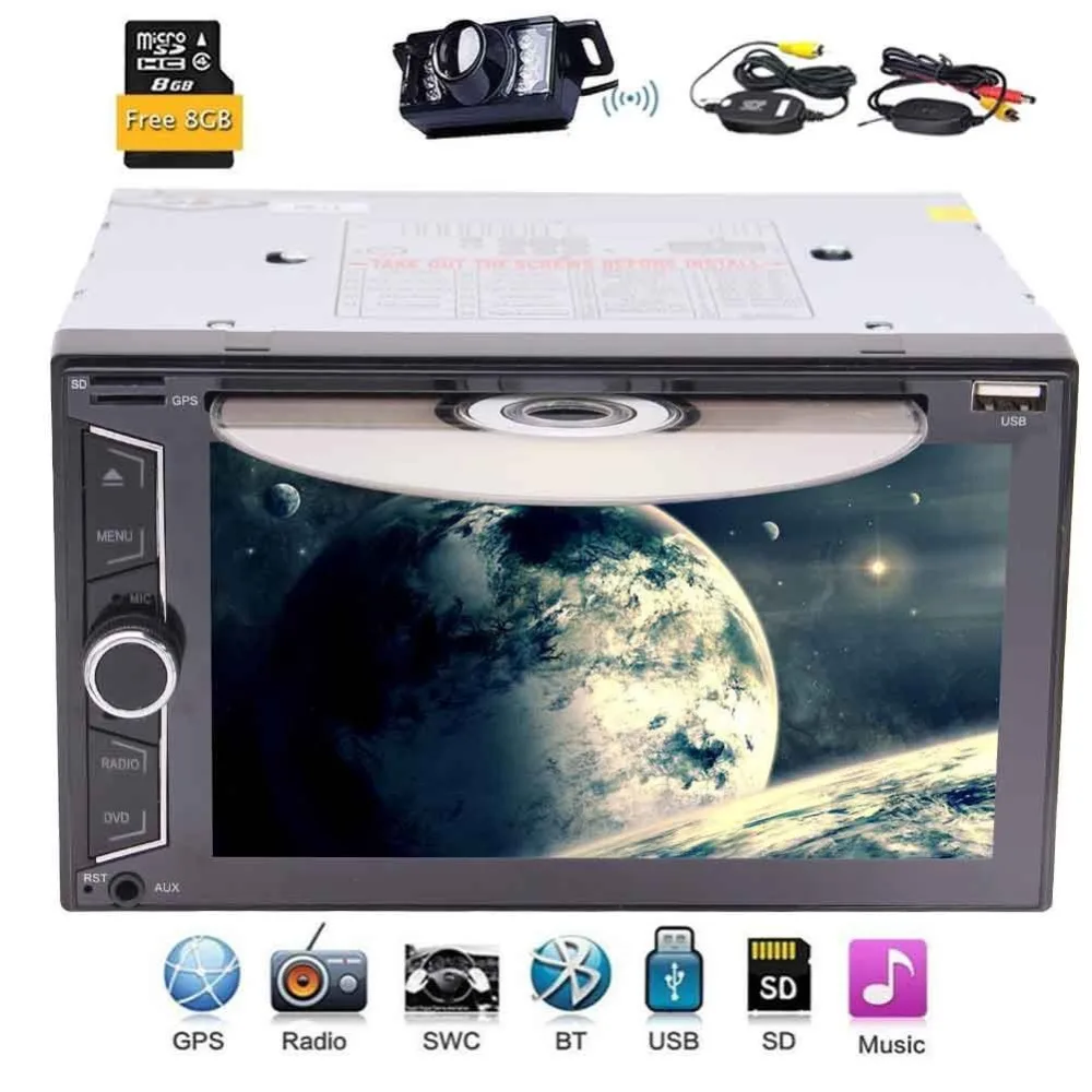 Беспроводная камера заднего вида для парковки + 6 2 ''automagnitol din автомобильный DVD