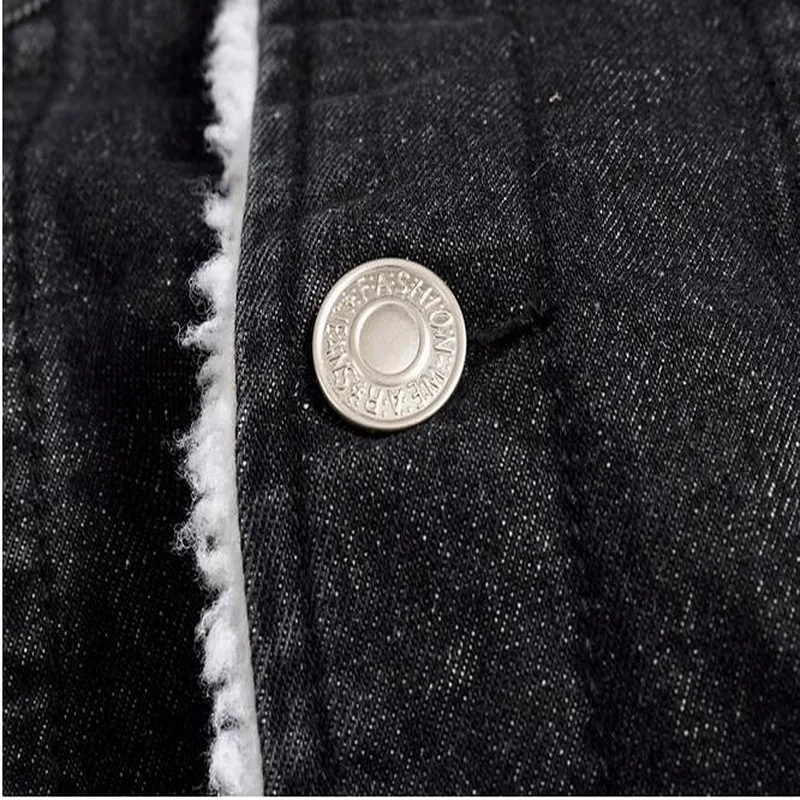 Men Coats Wool Liner Cowboy Lambhair Warm Denim Outwear Male Self-Cultivation Thick Denim Coat