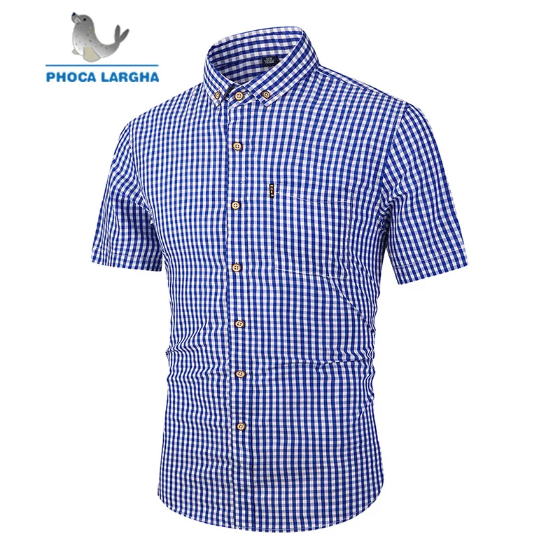 Мужская клетчатая рубашка Повседневная с коротким рукавом летняя