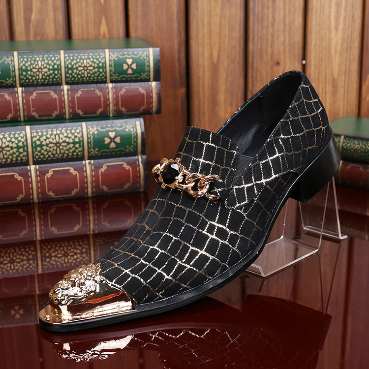 Мужские свадебные вечерние туфли с острым металлическим носком на плоской