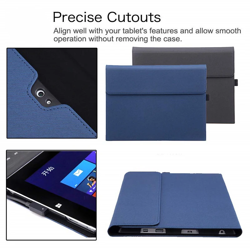 Тонкий чехол-подставка из искусственной кожи со стилусом совместимый с Surface Pro 3 12