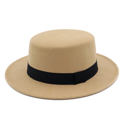 [DINGDNSHOW] модная шляпа Федора из шерсти Sombrero Hombre Зимняя кепка фетровые шапки женские шляпы Hombre плоская шляпа - Цвет: beige adult
