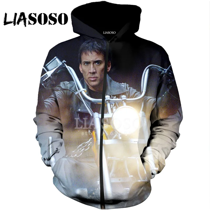 LIASOSO, 3D принт, для женщин и мужчин, пуловер с капюшоном, Николя, клетка, лицо, толстовки, кофты на молнии, куртка, хип-хоп, повседневные топы, X1392 - Цвет: 8