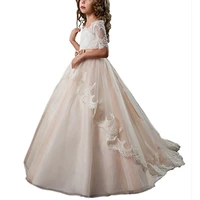 light champagne half sleeves lace flower girl dresses amazing girl ball gown dress for wedding evening party birthday 2 3 4 8 12
