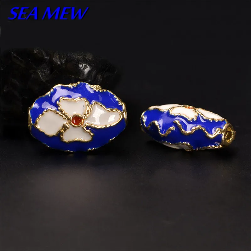 

17.5*12mm Vintage Alloy Enamel Drops Of Glaze Oval Nepal Handmade Flowers Spacer Beads Hole Bead For Jewelry Making 325bz