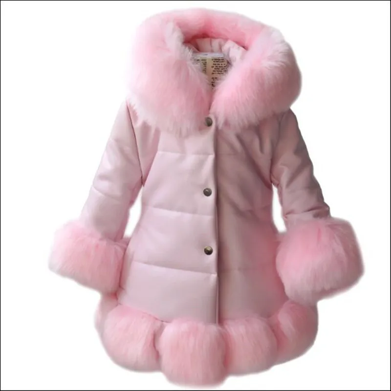 Пушистый 2018 зимний свитер для маленьких девочек обувь из кусочков кожи пальто