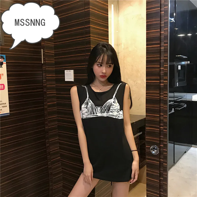 MSSNNG простой Универсальный жилет с принтом футболка 2019 | Женская одежда
