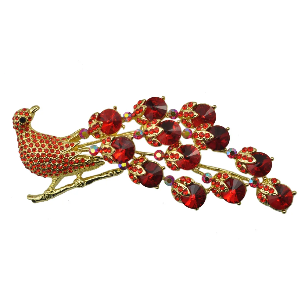 Модная женская брошь в пяти цветах с кристаллами|rhinestone peacock brooch|peacock broochpeacock brooch pin