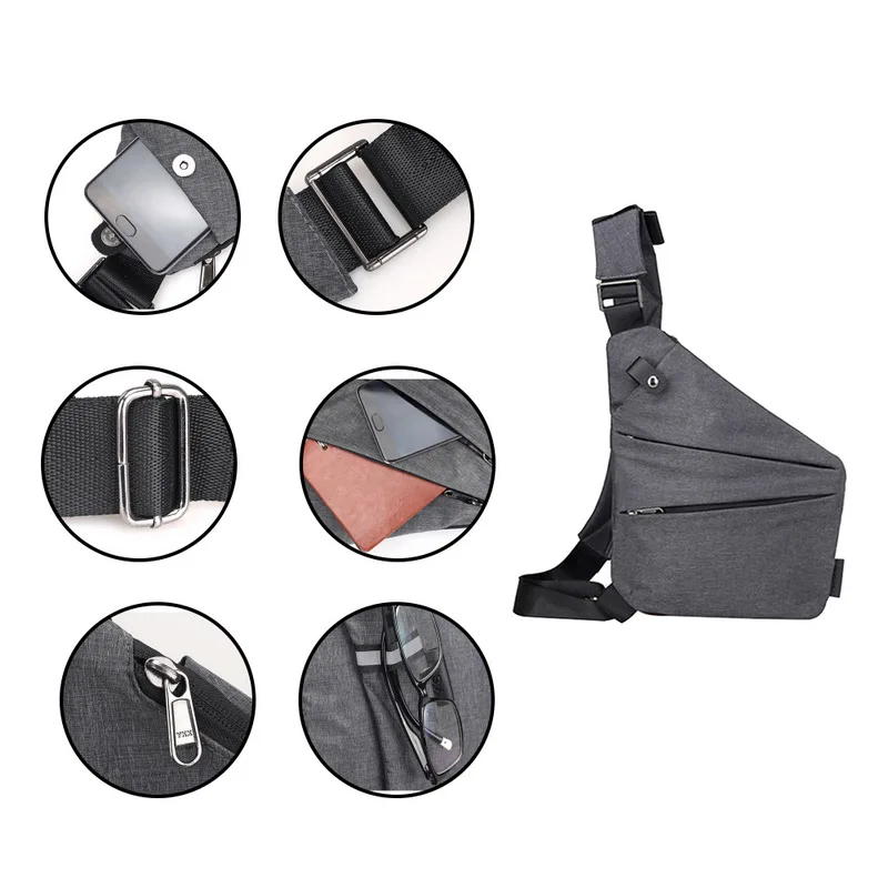 Сумка мессенджер Adisputent Мужская на плечо с защитой от кражи нагрудная