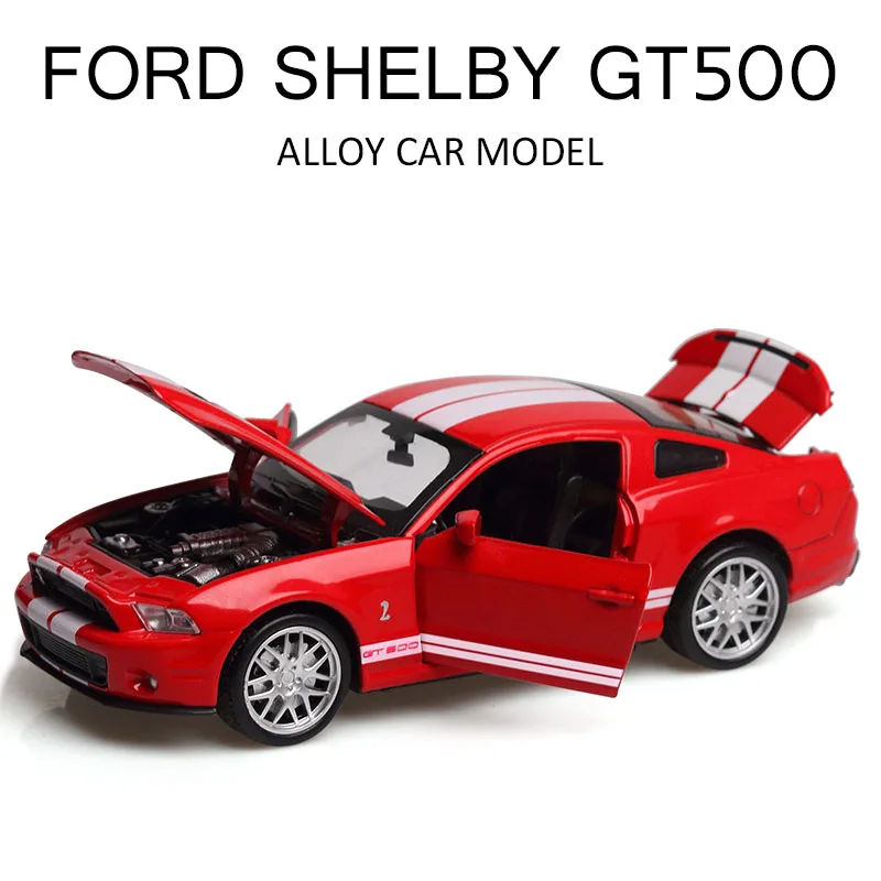 red 1:32 игрушечный автомобиль Ford Shelby GT500, Металлический Игрушечный Автомобиль из сплава, Diecasts& Toy Vehicles, автомобильный светильник и звуковая модель игрушки для детей - Цвет: red