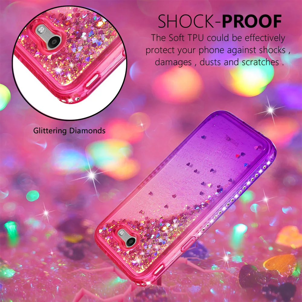 Для Samsung Galaxy Amp Prime 2 Sol J3 Emerge Bling Glitter Back Case симпатичный жидкий зыбучий песок бампер